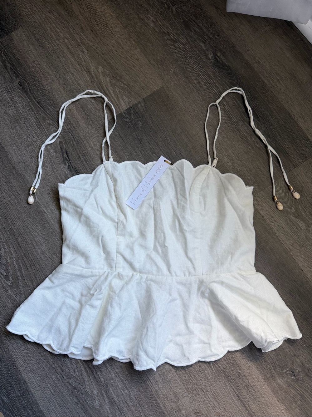 NWT House of Harlow 1960 white peplum camisole top